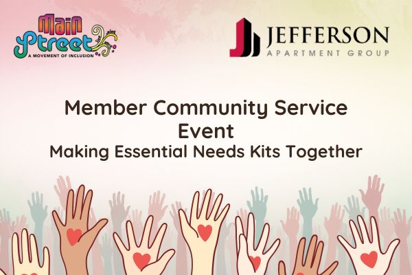 Member Community Service Event Making Essential Needs Kits Together with Jefferson Apartment Group