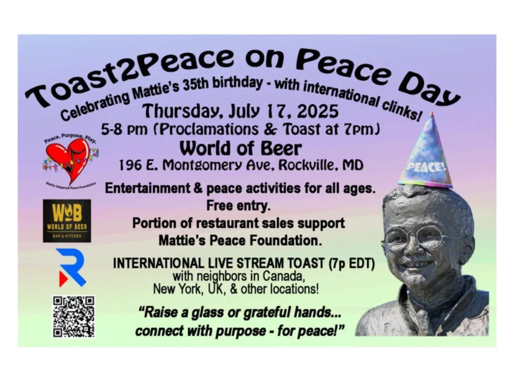 Mattie Stepanek Peace Day Celebration at World of Beer and online